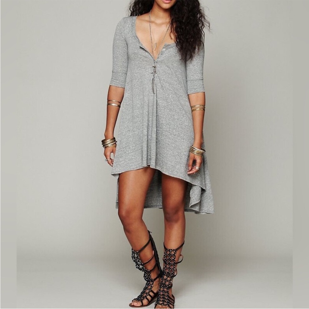 Free People Elegant Gray High-Low Dress